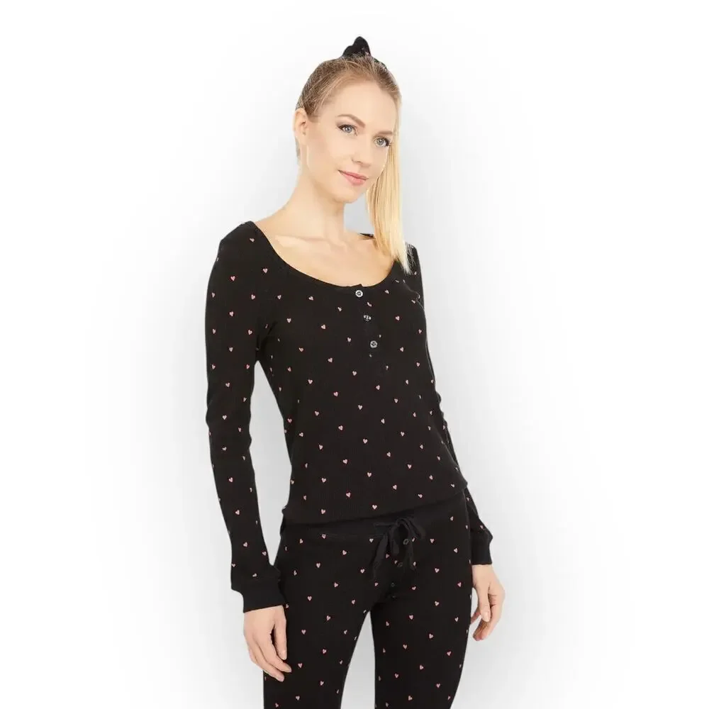 Plush Thermal Heart Pajama + Scrunchie Set NWT